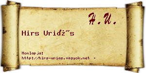 Hirs Uriás névjegykártya